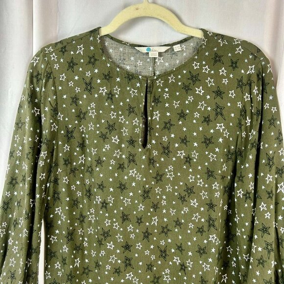 Boden Vanessa Shift Dress Women 6 Green Star Pattern Long Sleeves Mini Short - Picture 7 of 11